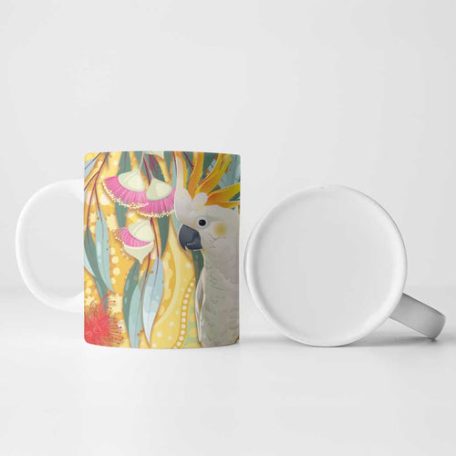 Sulphur-Crested Cockatoo Australia Aboriginal Art Ceramic Mug NAIDOC Week - Nature Lovers