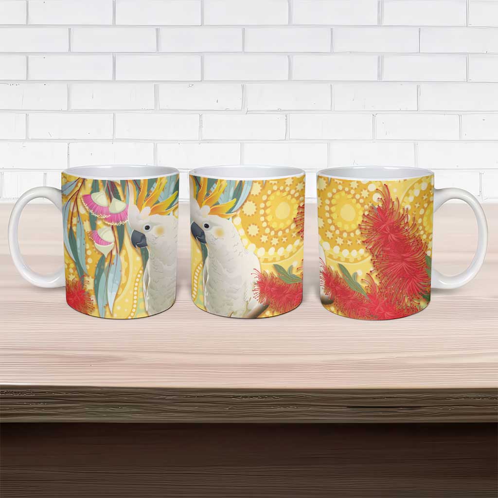 Sulphur-Crested Cockatoo Australia Aboriginal Art Ceramic Mug NAIDOC Week - Nature Lovers