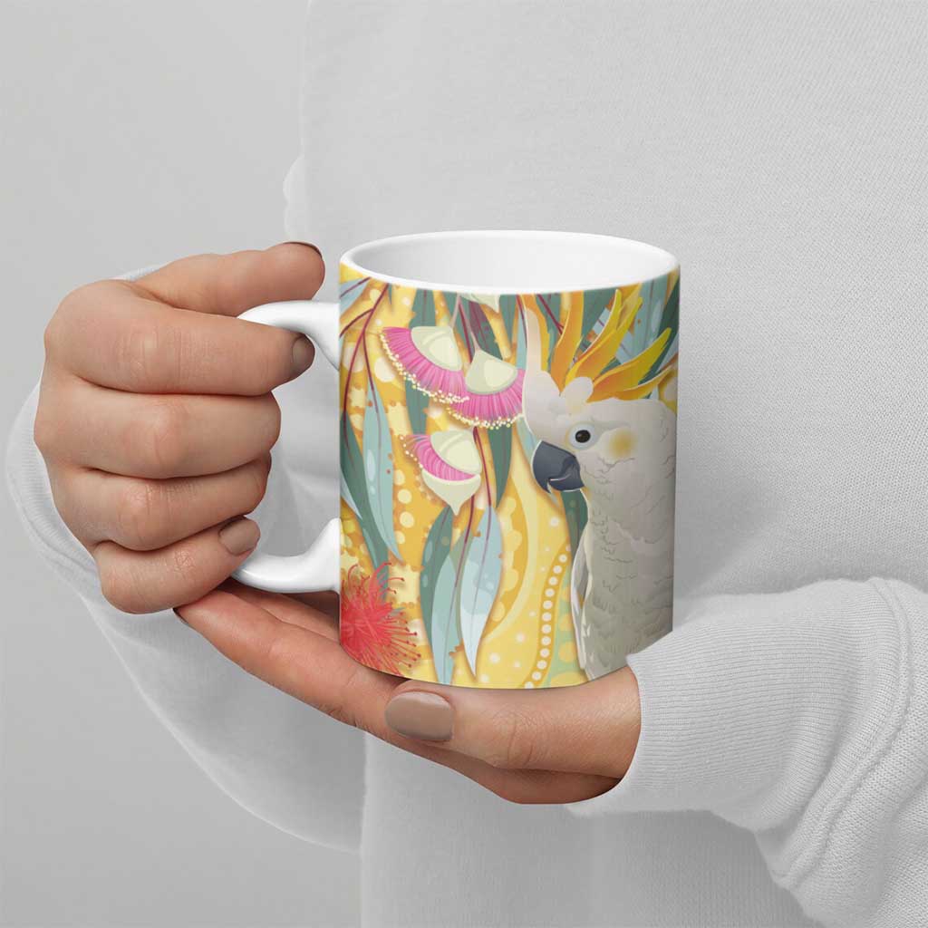 Sulphur-Crested Cockatoo Australia Aboriginal Art Ceramic Mug NAIDOC Week - Nature Lovers