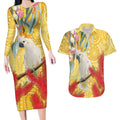 Sulphur-Crested Cockatoo Australia Aboriginal Art Couples Matching Long Sleeve Bodycon Dress and Hawaiian Shirt NAIDOC Week - Nature Lovers