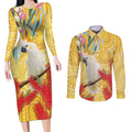 Sulphur-Crested Cockatoo Australia Aboriginal Art Couples Matching Long Sleeve Bodycon Dress and Long Sleeve Button Shirt NAIDOC Week - Nature Lovers