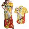 Sulphur-Crested Cockatoo Australia Aboriginal Art Couples Matching Off Shoulder Maxi Dress and Hawaiian Shirt NAIDOC Week - Nature Lovers