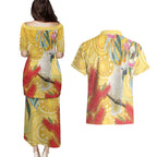 Sulphur-Crested Cockatoo Australia Aboriginal Art Couples Matching Puletasi and Hawaiian Shirt NAIDOC Week - Nature Lovers
