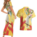 Sulphur-Crested Cockatoo Australia Aboriginal Art Couples Matching Short Sleeve Bodycon Dress and Hawaiian Shirt NAIDOC Week - Nature Lovers