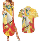 Sulphur-Crested Cockatoo Australia Aboriginal Art Couples Matching Summer Maxi Dress and Hawaiian Shirt NAIDOC Week - Nature Lovers