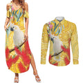 Sulphur-Crested Cockatoo Australia Aboriginal Art Couples Matching Summer Maxi Dress and Long Sleeve Button Shirt NAIDOC Week - Nature Lovers