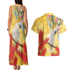Sulphur-Crested Cockatoo Australia Aboriginal Art Couples Matching Tank Maxi Dress and Hawaiian Shirt NAIDOC Week - Nature Lovers