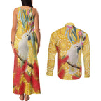 Sulphur-Crested Cockatoo Australia Aboriginal Art Couples Matching Tank Maxi Dress and Long Sleeve Button Shirt NAIDOC Week - Nature Lovers