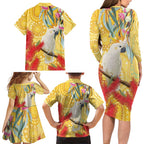 Sulphur-Crested Cockatoo Australia Aboriginal Art Family Matching Long Sleeve Bodycon Dress and Hawaiian Shirt NAIDOC Week - Nature Lovers