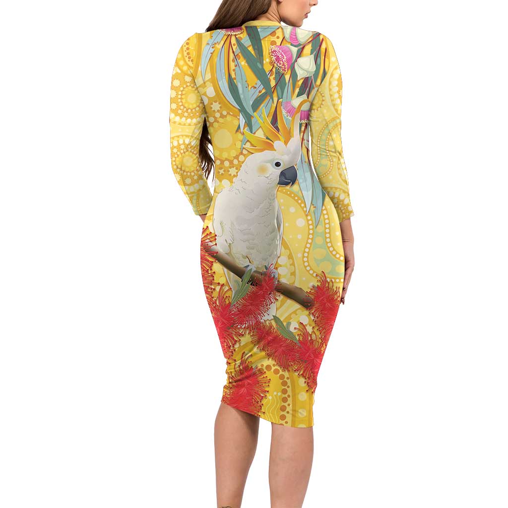 Sulphur-Crested Cockatoo Australia Aboriginal Art Family Matching Long Sleeve Bodycon Dress and Hawaiian Shirt NAIDOC Week - Nature Lovers
