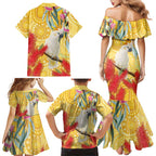 Sulphur-Crested Cockatoo Australia Aboriginal Art Family Matching Mermaid Dress and Hawaiian Shirt NAIDOC Week - Nature Lovers