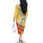 Sulphur-Crested Cockatoo Australia Aboriginal Art Family Matching Off The Shoulder Long Sleeve Dress and Hawaiian Shirt NAIDOC Week - Nature Lovers
