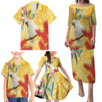 Sulphur-Crested Cockatoo Australia Aboriginal Art Family Matching Puletasi and Hawaiian Shirt NAIDOC Week - Nature Lovers