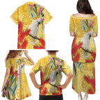 Sulphur-Crested Cockatoo Australia Aboriginal Art Family Matching Puletasi and Hawaiian Shirt NAIDOC Week - Nature Lovers