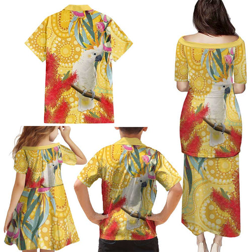 Sulphur-Crested Cockatoo Australia Aboriginal Art Family Matching Puletasi and Hawaiian Shirt NAIDOC Week - Nature Lovers