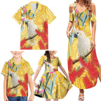 Sulphur-Crested Cockatoo Australia Aboriginal Art Family Matching Summer Maxi Dress and Hawaiian Shirt NAIDOC Week - Nature Lovers