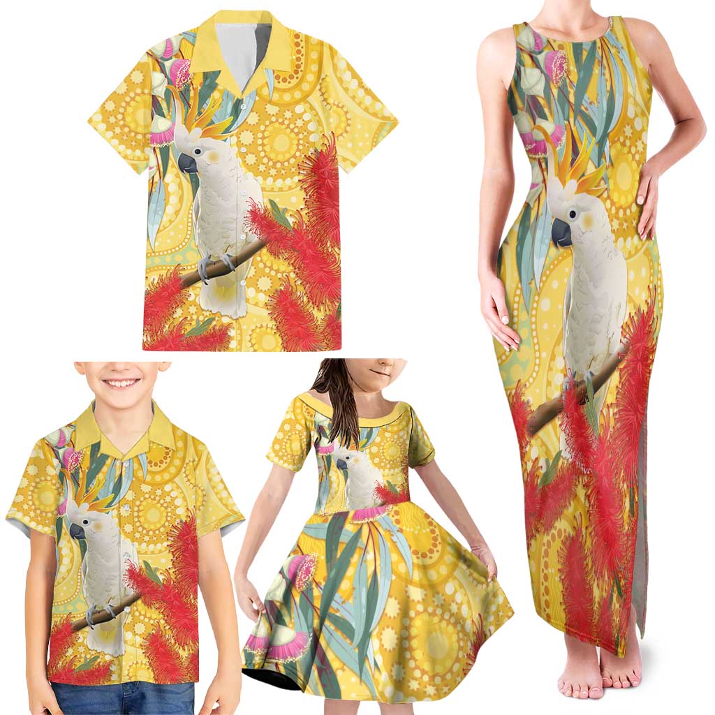 Sulphur-Crested Cockatoo Australia Aboriginal Art Family Matching Tank Maxi Dress and Hawaiian Shirt NAIDOC Week - Nature Lovers