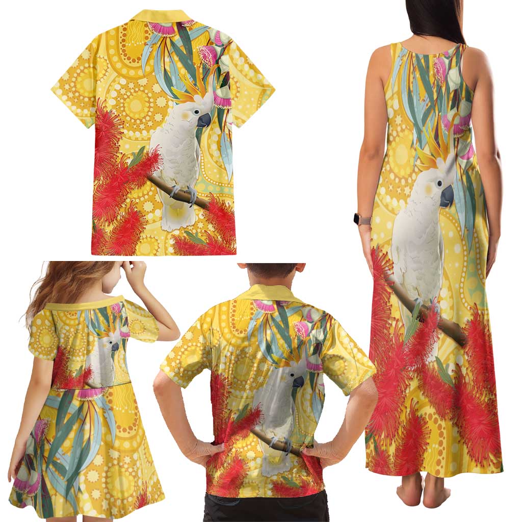 Sulphur-Crested Cockatoo Australia Aboriginal Art Family Matching Tank Maxi Dress and Hawaiian Shirt NAIDOC Week - Nature Lovers