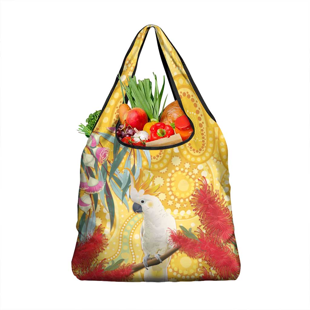 Sulphur-Crested Cockatoo Australia Aboriginal Art Grocery Bag NAIDOC Week - Nature Lovers