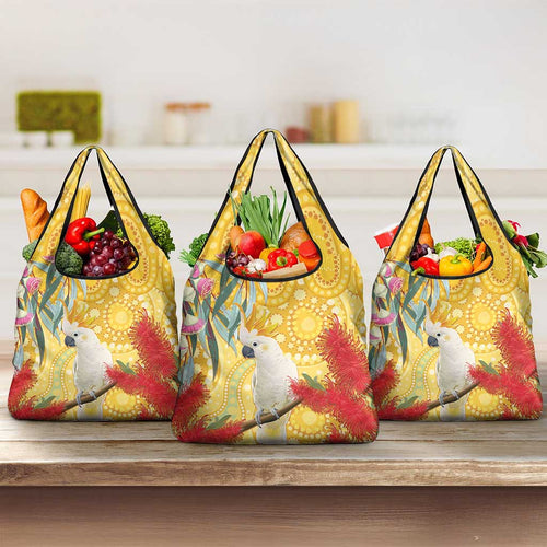 Sulphur-Crested Cockatoo Australia Aboriginal Art Grocery Bag NAIDOC Week - Nature Lovers
