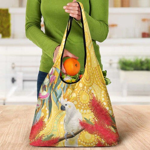 Sulphur-Crested Cockatoo Australia Aboriginal Art Grocery Bag NAIDOC Week - Nature Lovers