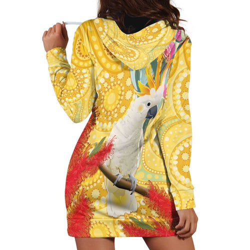 Sulphur-Crested Cockatoo Australia Aboriginal Art Hoodie Dress NAIDOC Week - Nature Lovers