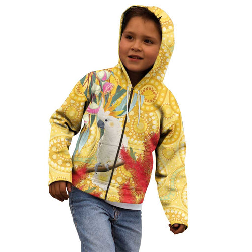 Sulphur-Crested Cockatoo Australia Aboriginal Art Kid Hoodie NAIDOC Week - Nature Lovers