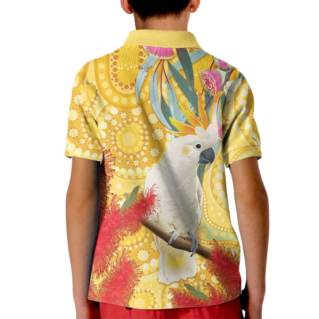 Sulphur-Crested Cockatoo Australia Aboriginal Art Kid Polo Shirt NAIDOC Week - Nature Lovers