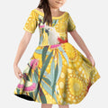 Sulphur-Crested Cockatoo Australia Aboriginal Art Kid Short Sleeve Dress NAIDOC Week - Nature Lovers