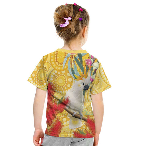 Sulphur-Crested Cockatoo Australia Aboriginal Art Kid T Shirt NAIDOC Week - Nature Lovers