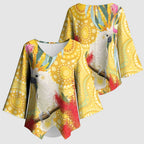Sulphur-Crested Cockatoo Australia Aboriginal Art Kimono Sleeve Blouse NAIDOC Week - Nature Lovers
