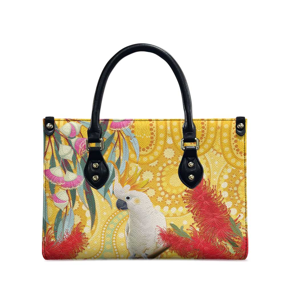 Sulphur-Crested Cockatoo Australia Aboriginal Art Leather Bag NAIDOC Week - Nature Lovers