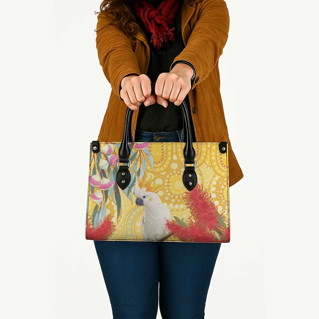 Sulphur-Crested Cockatoo Australia Aboriginal Art Leather Bag NAIDOC Week - Nature Lovers