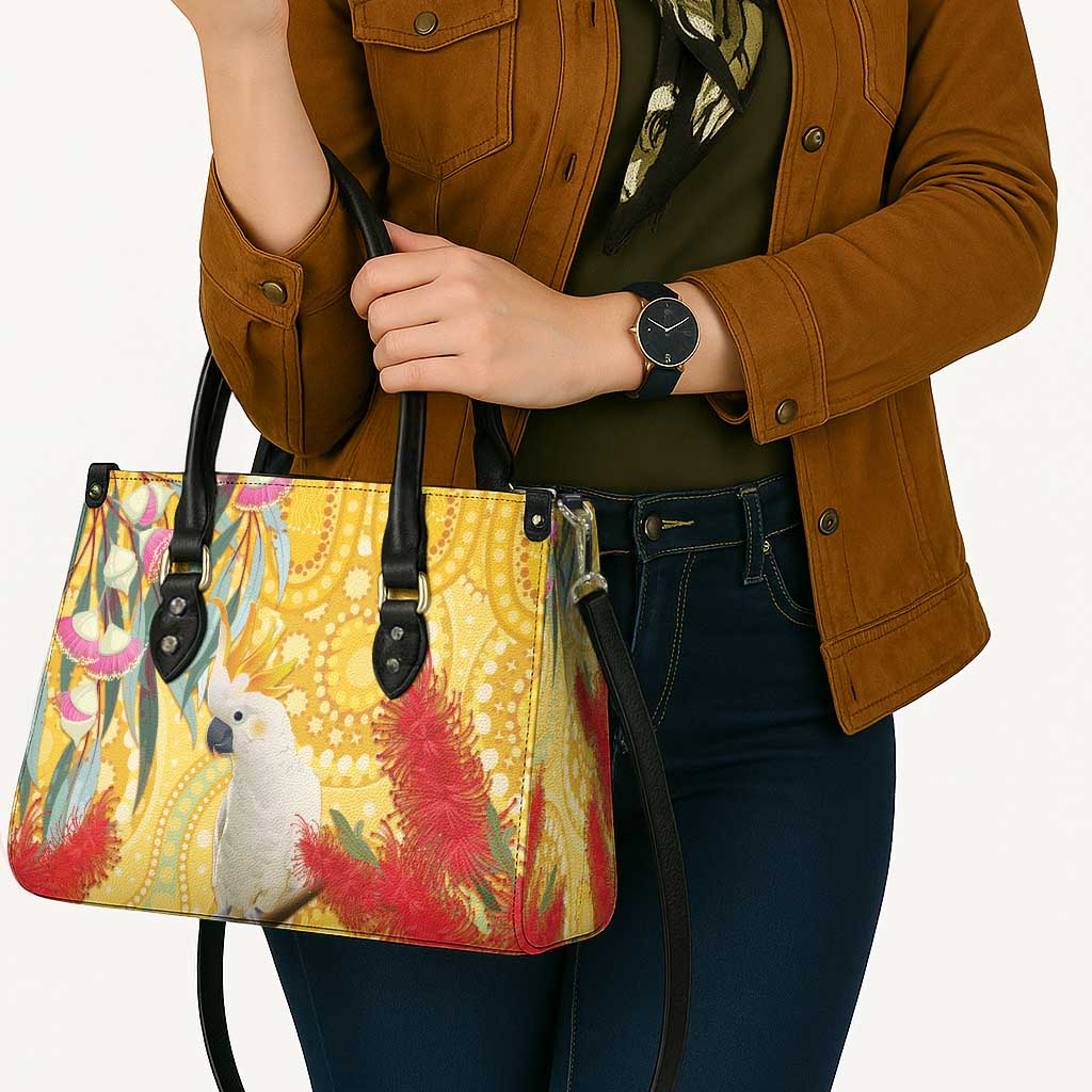 Sulphur-Crested Cockatoo Australia Aboriginal Art Leather Bag NAIDOC Week - Nature Lovers
