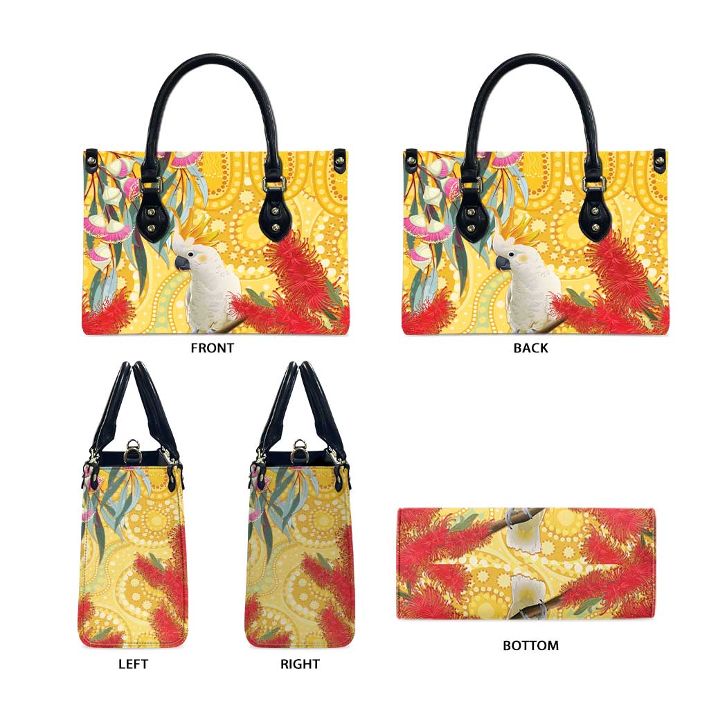 Sulphur-Crested Cockatoo Australia Aboriginal Art Leather Bag NAIDOC Week - Nature Lovers