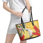 Sulphur-Crested Cockatoo Australia Aboriginal Art Leather Tote Bag NAIDOC Week - Nature Lovers