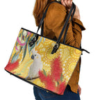 Sulphur-Crested Cockatoo Australia Aboriginal Art Leather Tote Bag NAIDOC Week - Nature Lovers