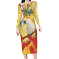 Sulphur-Crested Cockatoo Australia Aboriginal Art Long Sleeve Bodycon Dress NAIDOC Week - Nature Lovers