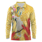 Sulphur-Crested Cockatoo Australia Aboriginal Art Long Sleeve Polo Shirt NAIDOC Week - Nature Lovers