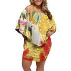 Sulphur-Crested Cockatoo Australia Aboriginal Art Off Shoulder Short Dress NAIDOC Week - Nature Lovers