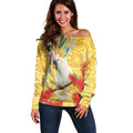 Sulphur-Crested Cockatoo Australia Aboriginal Art Off Shoulder Sweater NAIDOC Week - Nature Lovers