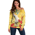 Sulphur-Crested Cockatoo Australia Aboriginal Art Off Shoulder Sweater NAIDOC Week - Nature Lovers