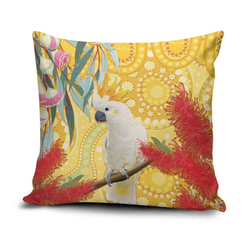 Sulphur-Crested Cockatoo Australia Aboriginal Art Pillow Cover NAIDOC Week - Nature Lovers