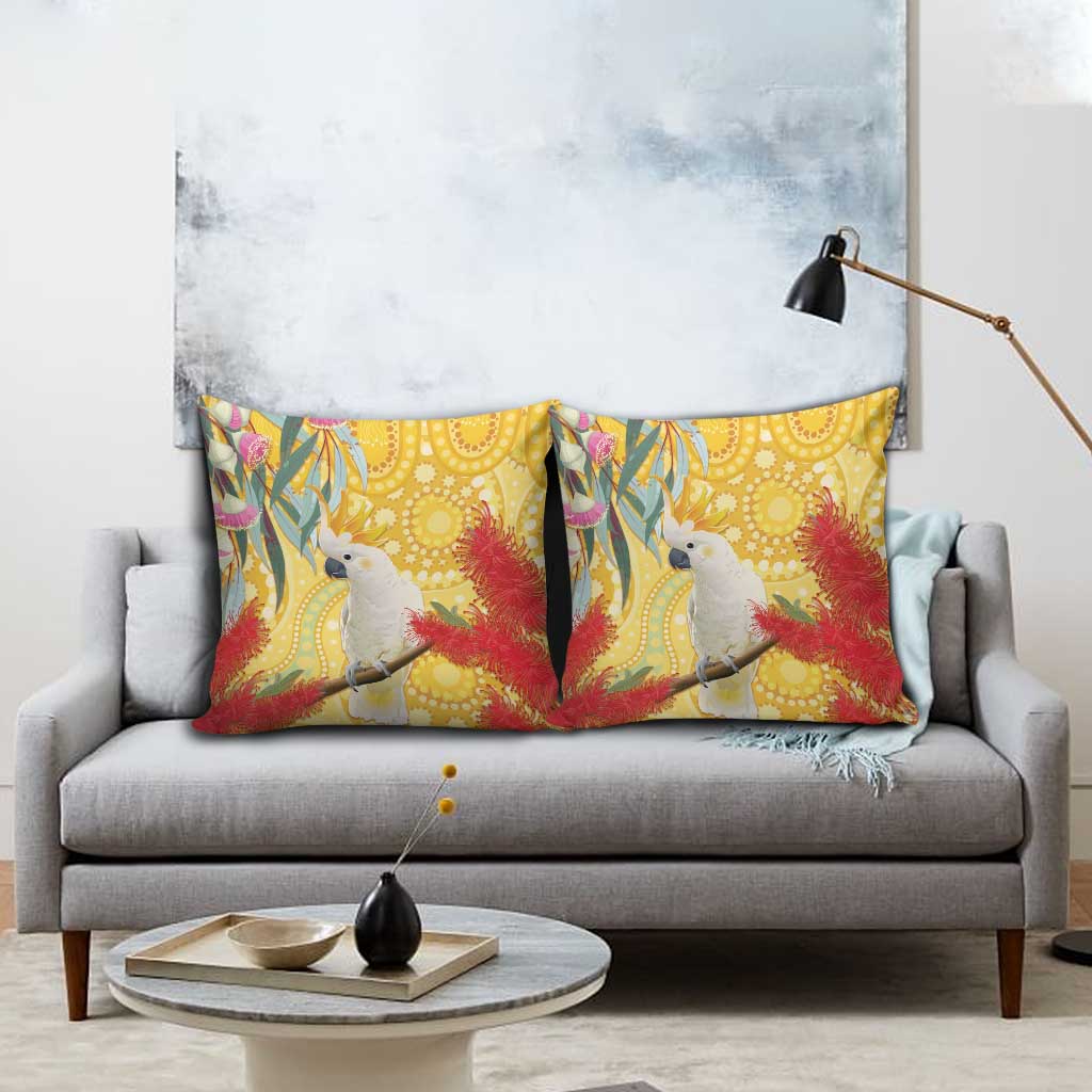 Sulphur-Crested Cockatoo Australia Aboriginal Art Pillow Cover NAIDOC Week - Nature Lovers