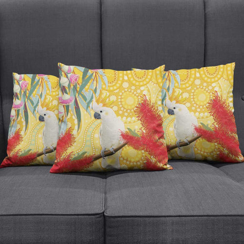 Sulphur-Crested Cockatoo Australia Aboriginal Art Pillow Cover NAIDOC Week - Nature Lovers