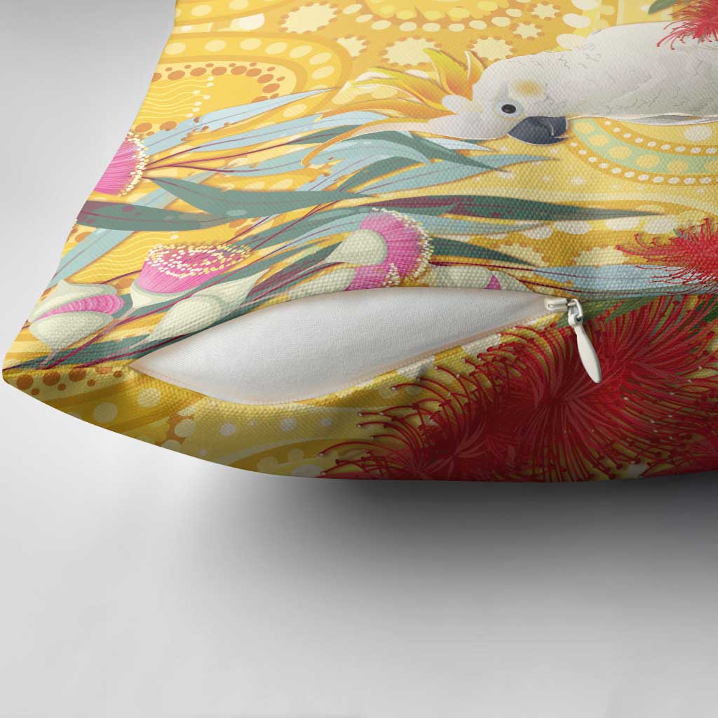 Sulphur-Crested Cockatoo Australia Aboriginal Art Pillow Cover NAIDOC Week - Nature Lovers