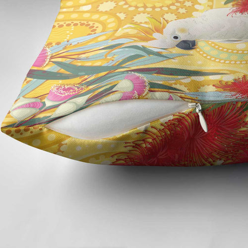 Sulphur-Crested Cockatoo Australia Aboriginal Art Pillow Cover NAIDOC Week - Nature Lovers