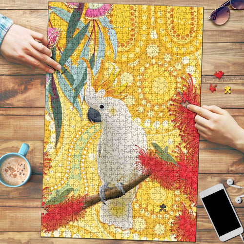 Sulphur-Crested Cockatoo Australia Aboriginal Art Puzzle NAIDOC Week - Nature Lovers