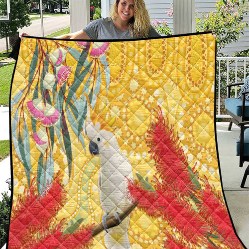 Sulphur-Crested Cockatoo Australia Aboriginal Art Quilt NAIDOC Week - Nature Lovers
