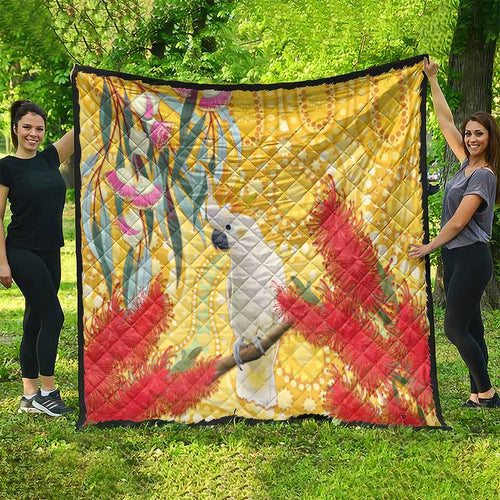 Sulphur-Crested Cockatoo Australia Aboriginal Art Quilt NAIDOC Week - Nature Lovers